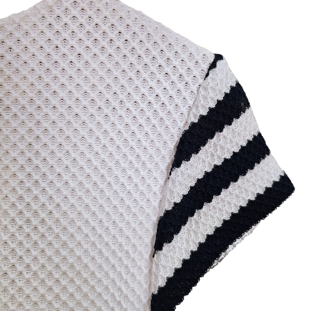 Diane Von Furstenberg Suji Honeycomb Knit Square Neck Striped Dress Size 14 - Picture 12 of 16